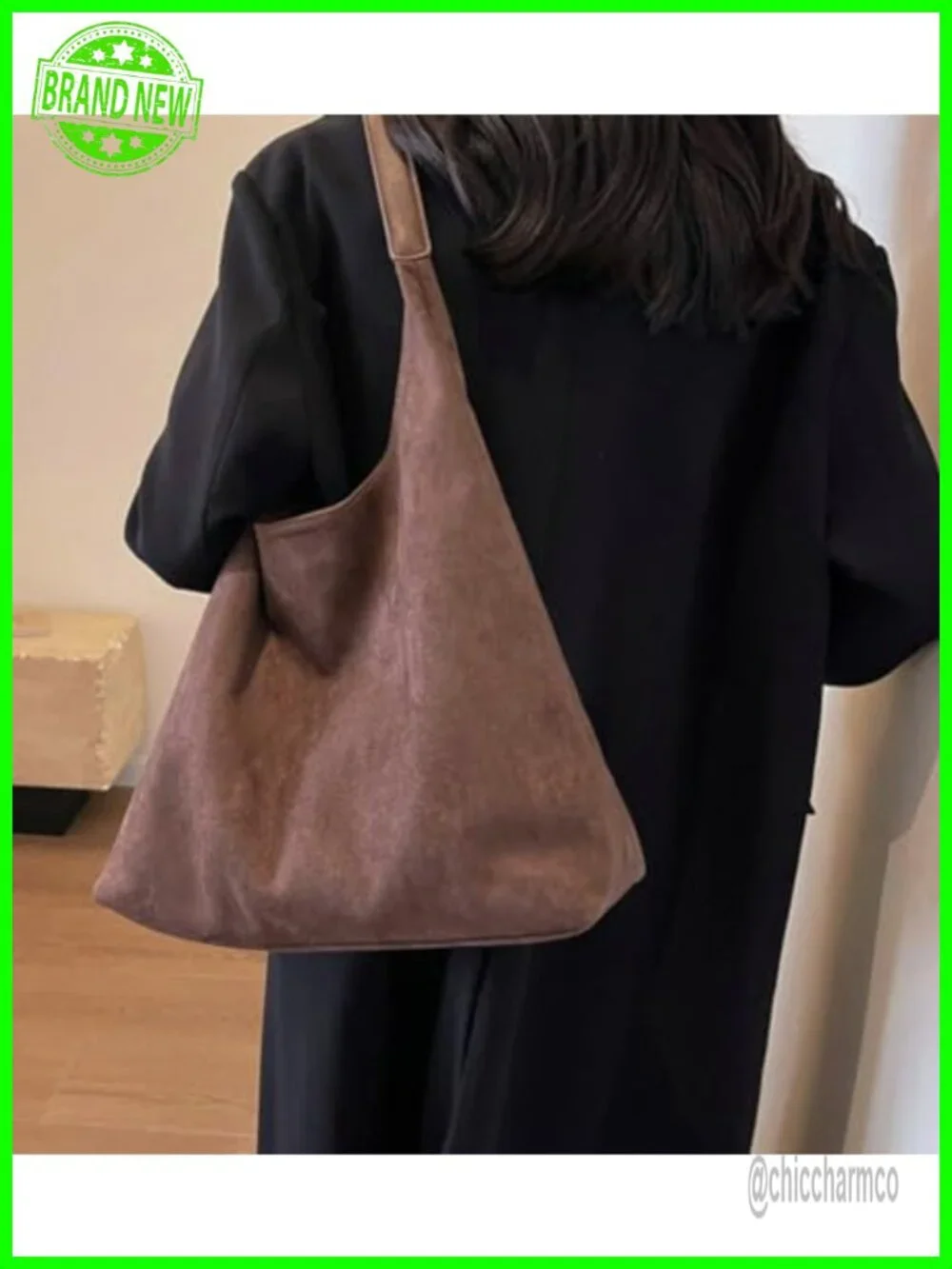 Faux Suede Leather Hobo Bag Set Large Tote Shoulder Bag Set 2pcs